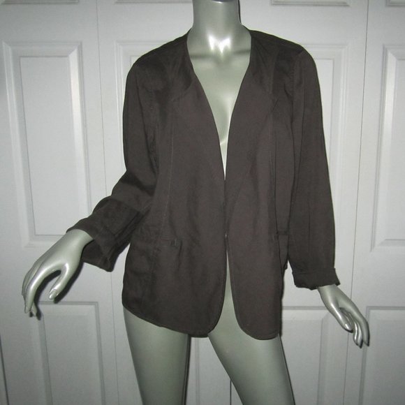 EILEEN FISHER Brown Open Front Shirt Size Large Petite - Picture 1 of 5